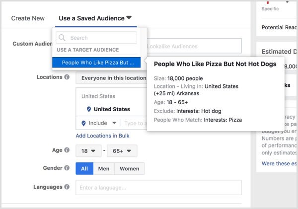 Create a targeting audience.