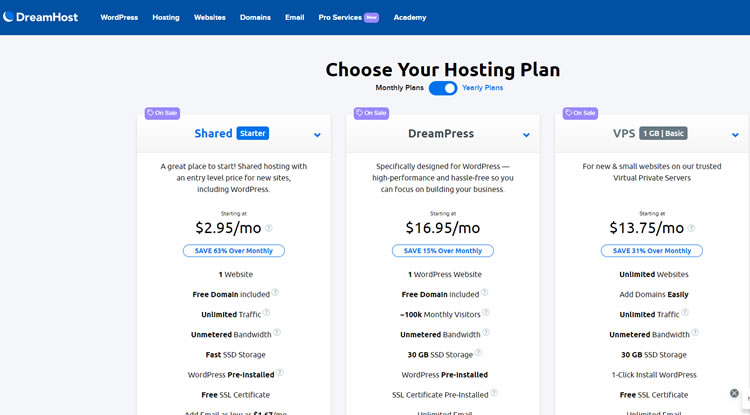 Dreamhost Pricing 