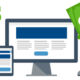 An image showing websites with dollar signs representing cost of a website.