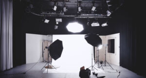Picture of softbox lighting in a photography studio.