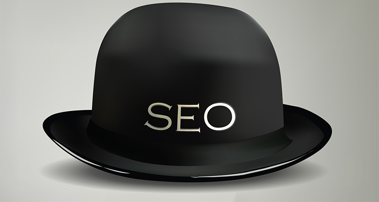 A picture of a black hat with the word SEO written on it. 