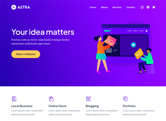 A screenshot of the Astra theme for WordPress.