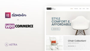 Astra theme integrates with Elementor and WooCommerce.